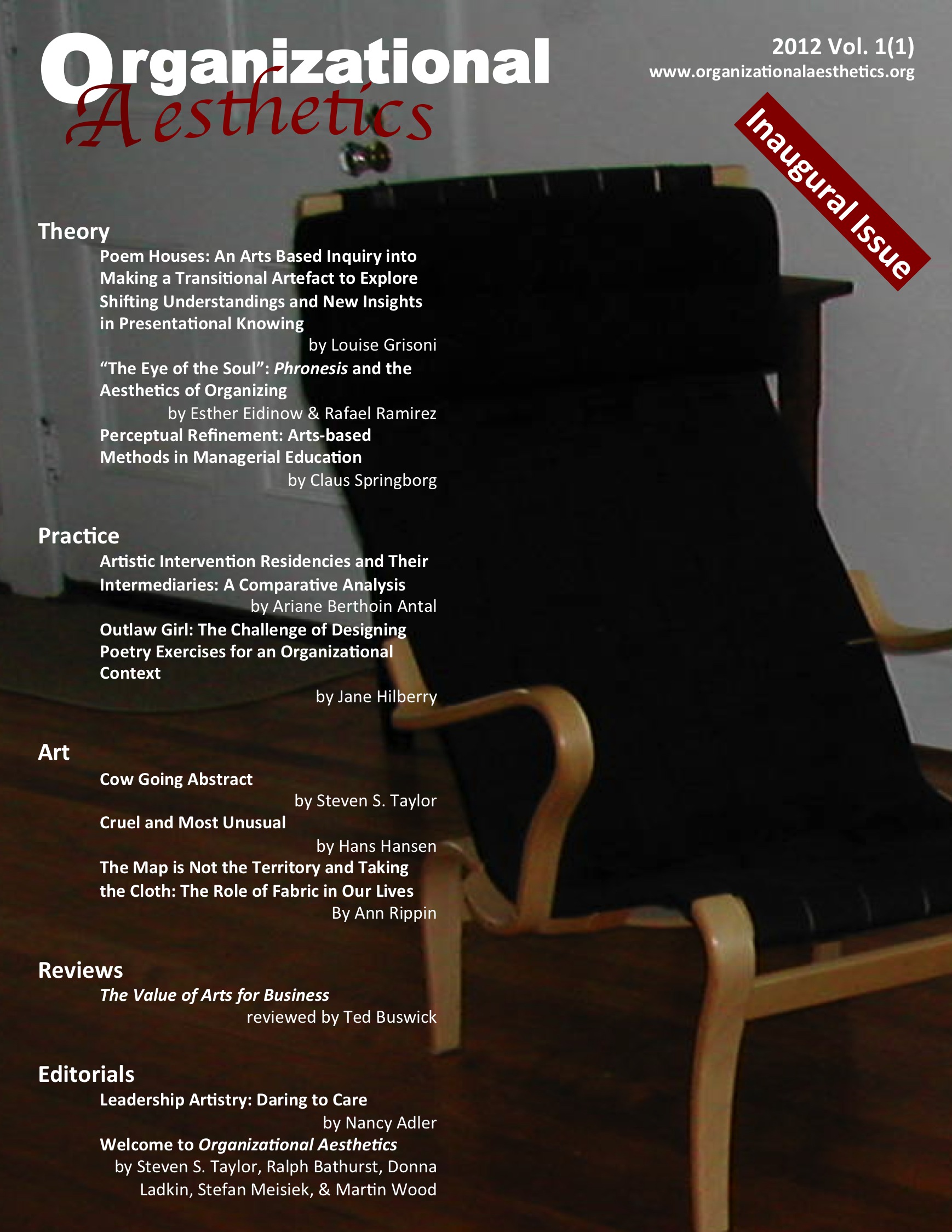 Organizational Aesthetics Cover Issue Vol. 1(1)